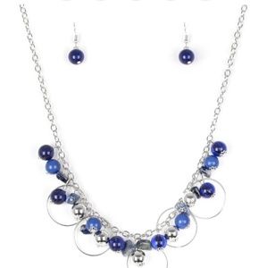 Blue necklace with matching earrings